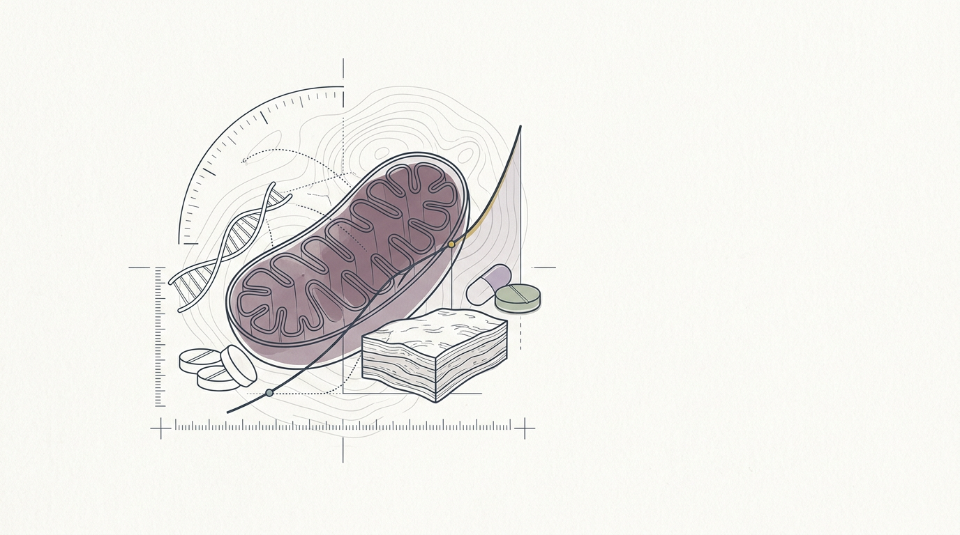 Abstract cream-and-slate line illustration on Kokorology paper, drawn for Longevity's Biotech Surge Meets Policy Friction