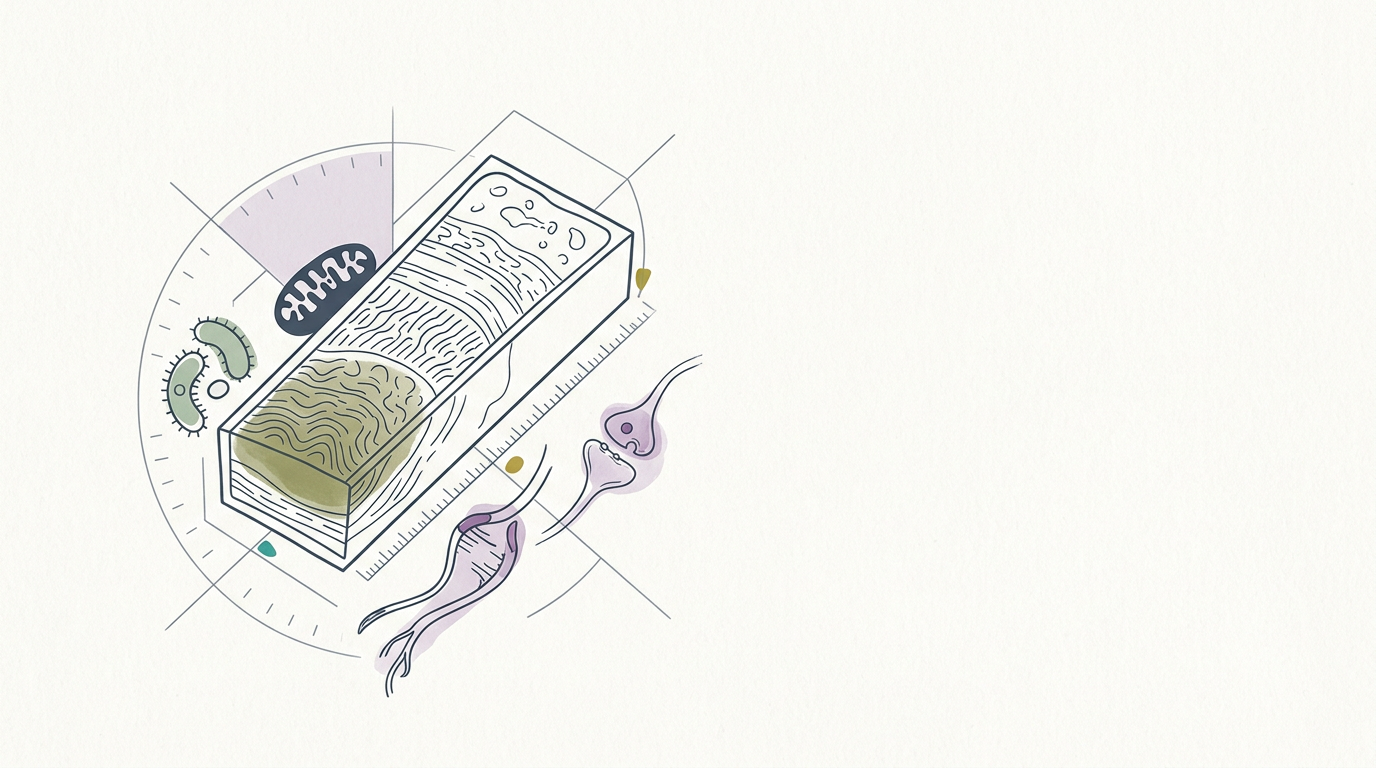 Abstract cream-and-slate line illustration on Kokorology paper, drawn for Longevity's New Rules: Force, Fermentation, and Feelings