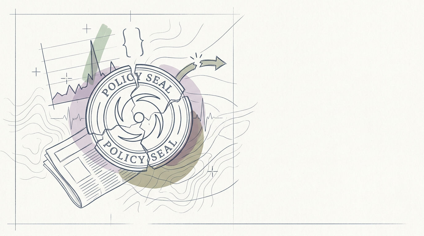 Abstract cream-and-slate line illustration on Kokorology paper, drawn for Wellness policy meets climate chaos