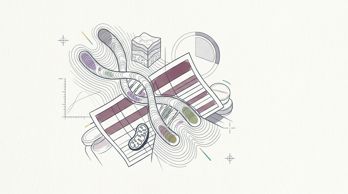 Abstract cream-and-slate line illustration on Kokorology paper, drawn for Longevity's next frontier: fixing what policy broke
