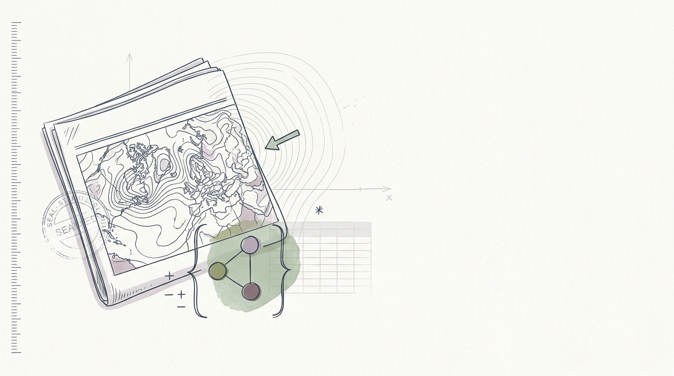 Abstract cream-and-slate line illustration on Kokorology paper, drawn for Wellness goes local, policy chases global fallout