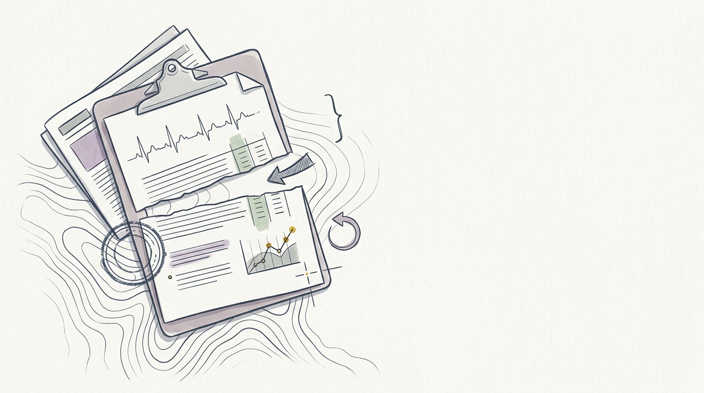 Abstract cream-and-slate line illustration on Kokorology paper, drawn for Policy Gaps Hit Healthcare, Climate, and Nervous System
