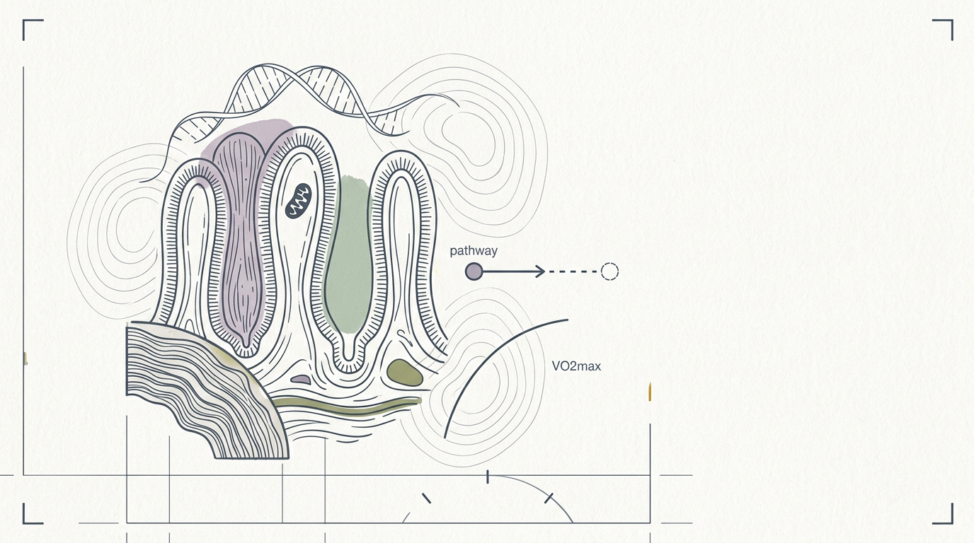 Abstract cream-and-slate line illustration on Kokorology paper, drawn for Longevity's new frontier: diagnostics, gut, and policy gaps
