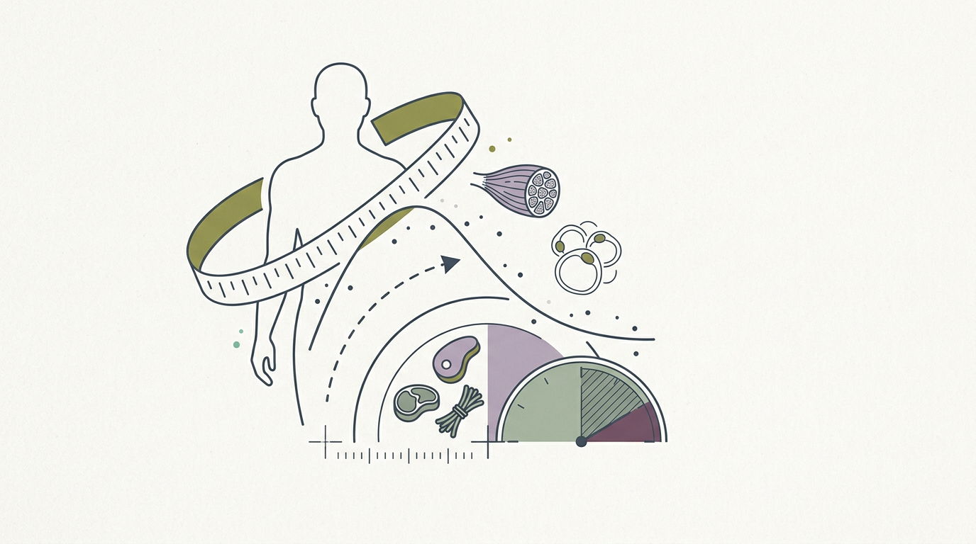 Abstract cream-and-slate line illustration on Kokorology paper, drawn for Longevity's AI gamble and GLP-1's long game.