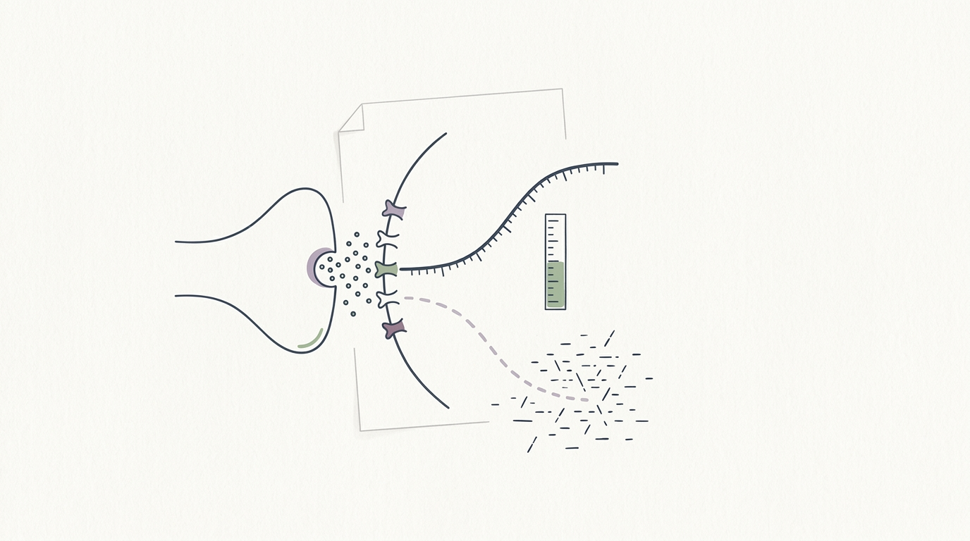 Abstract cream-and-slate line illustration on Kokorology paper, drawn for The nervous system takes center stage, and so does real science.