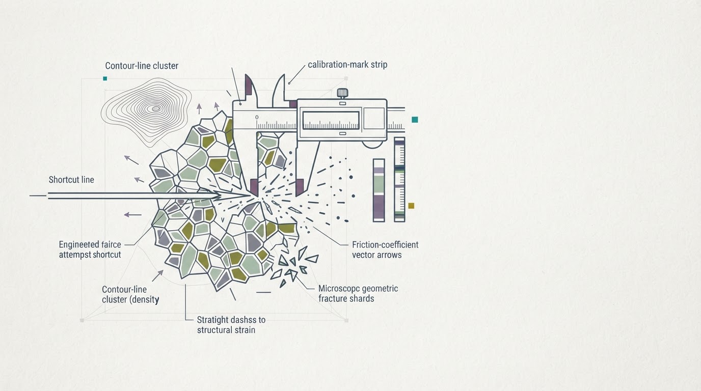 Abstract cream-and-slate line illustration on Kokorology paper, drawn for Biological Complexity and Cognitive Friction Break High-Margin Shortcuts
