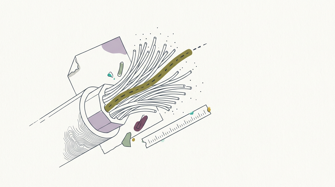 Abstract cream-and-slate line illustration on Kokorology paper, drawn for When your sympathetic drive outlasts your job title