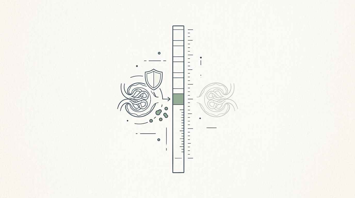 Abstract cream-and-slate line illustration on Kokorology paper, drawn for GLP-1 & SGLT-2 kidney protection depends on existing damage