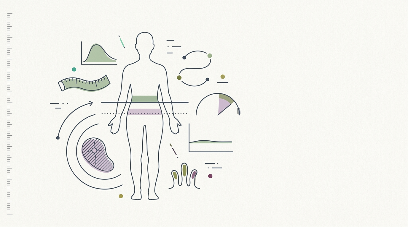 Abstract cream-and-slate line illustration on Kokorology paper, drawn for GLP-1s change how we think about 'sickness' vs. 'health'