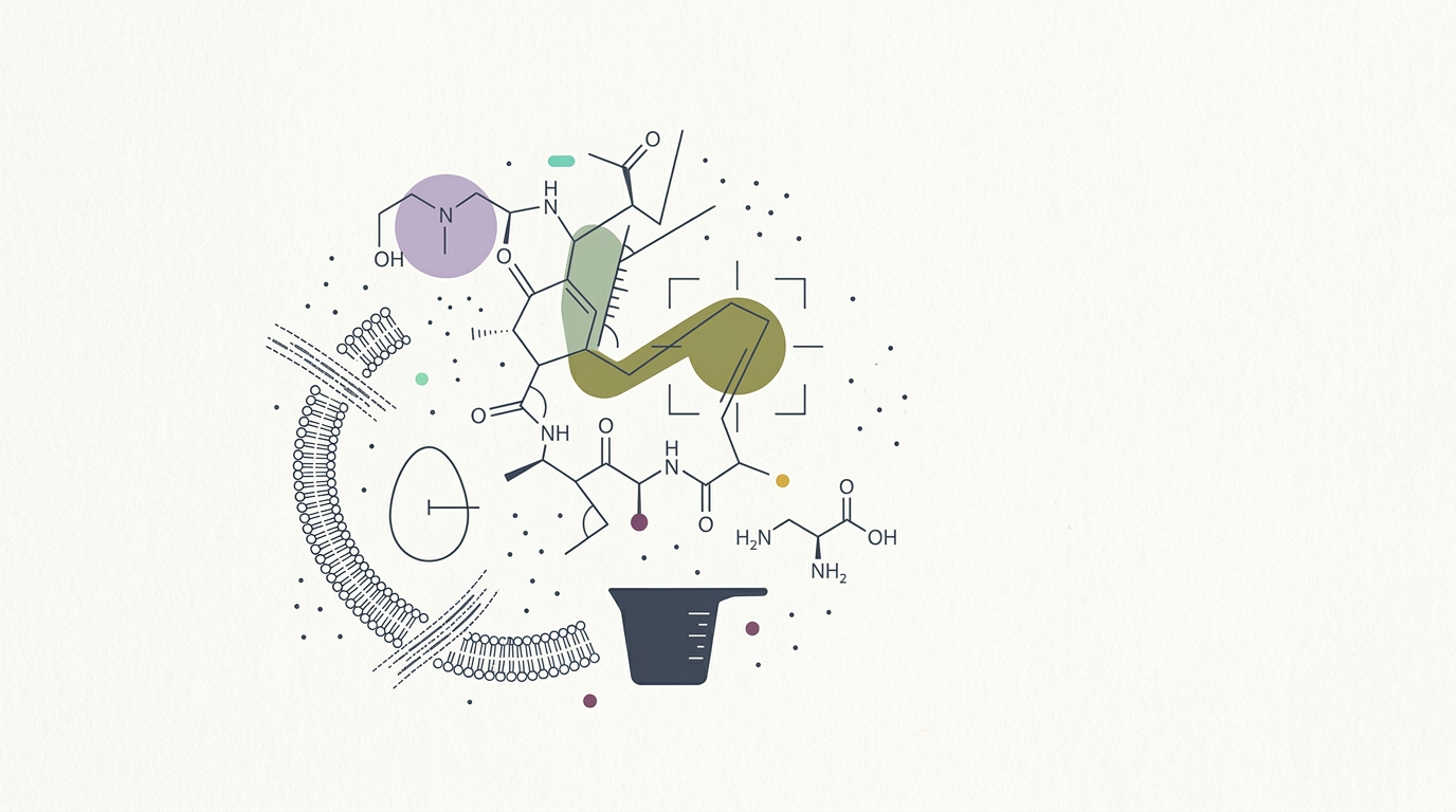 Abstract cream-and-slate line illustration on Kokorology paper, drawn for Google's Yossi Matias: AI's biggest impact is in biology