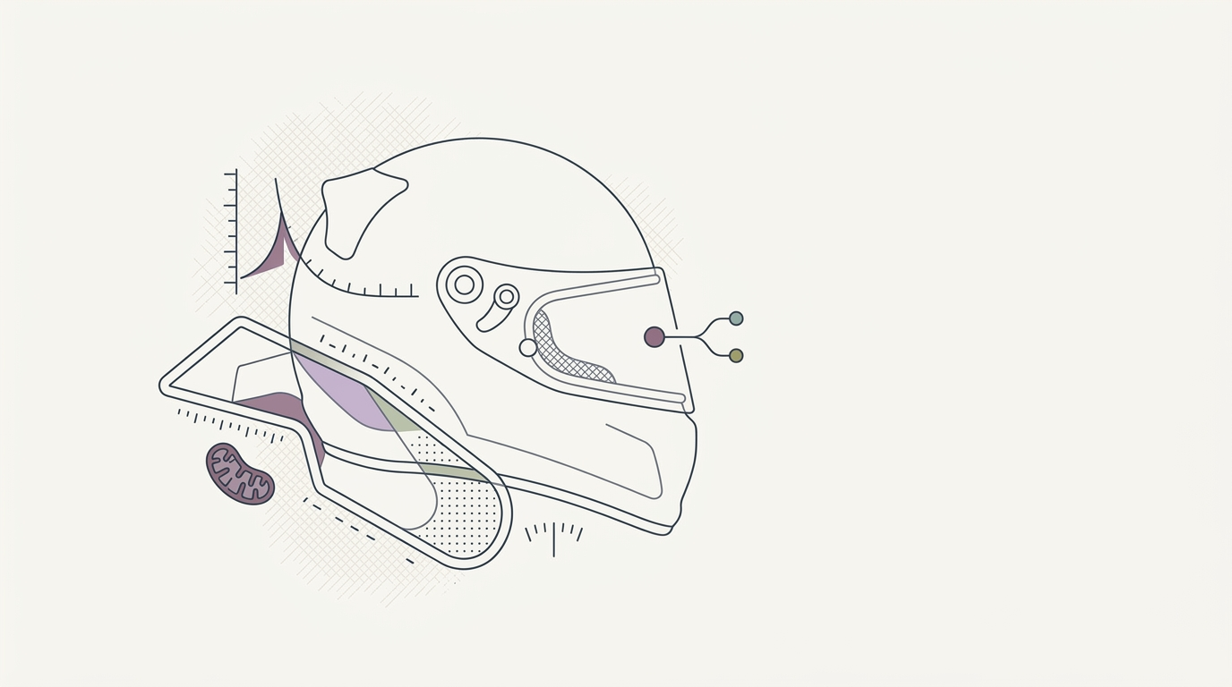 Abstract cream-and-slate line illustration on Kokorology paper, drawn for IndyCar champ uses AI to optimize race performance