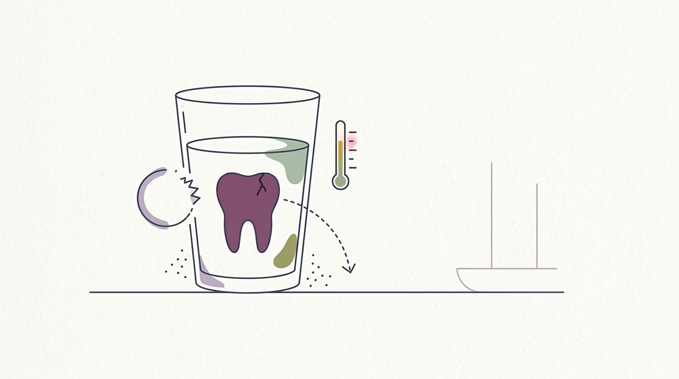 Abstract cream-and-slate line illustration on Kokorology paper, drawn for UK kids hospitalised for dental decay more than Danish kids