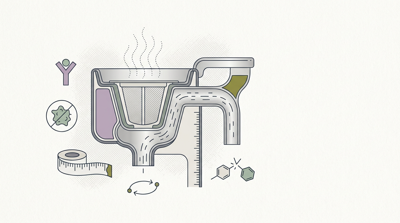 Abstract cream-and-slate line illustration on Kokorology paper, drawn for Lavazza, Keurig push plastic-free coffee makers to avoid chemical leach