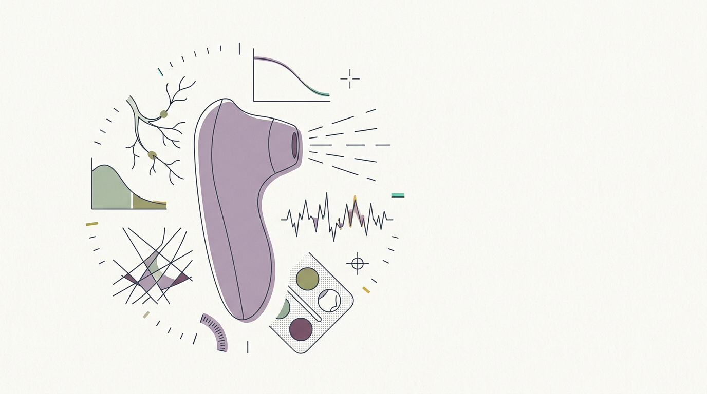 Abstract cream-and-slate line illustration on Kokorology paper, drawn for Lovehoney launches MenoPulse device for menopause symptoms