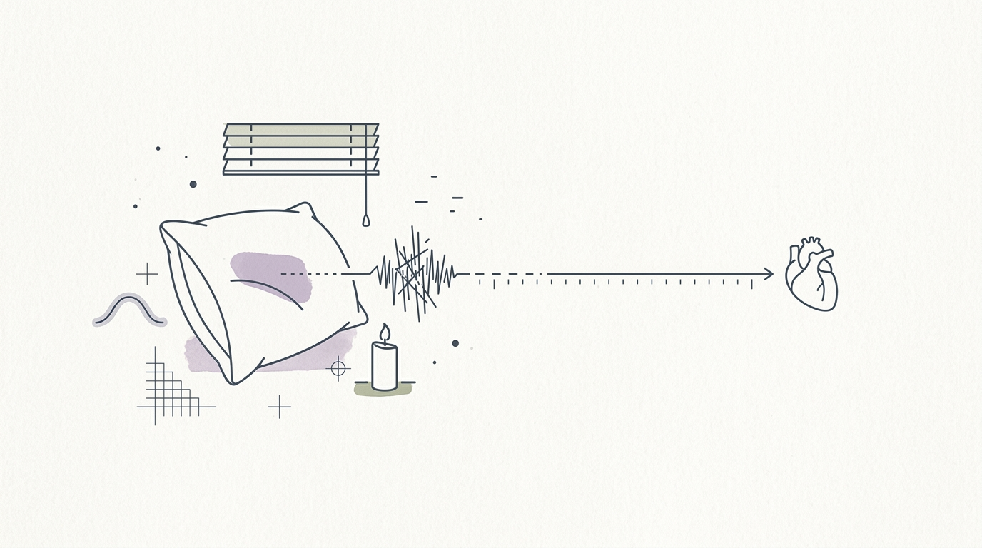 Abstract cream-and-slate line illustration on Kokorology paper, drawn for Sleep's hidden brain waves predict future health issues