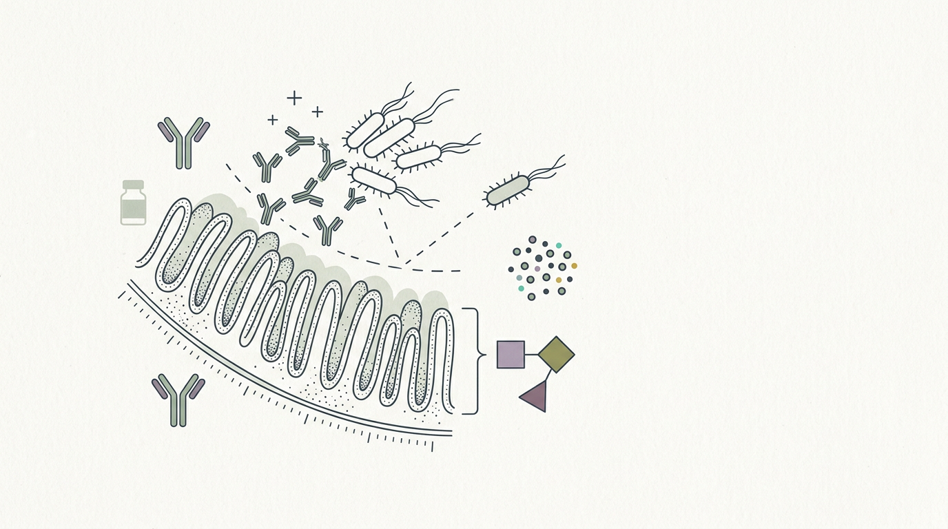 Abstract cream-and-slate line illustration on Kokorology paper, drawn for Typhoid conjugate vaccines show long-term promise in Nepal