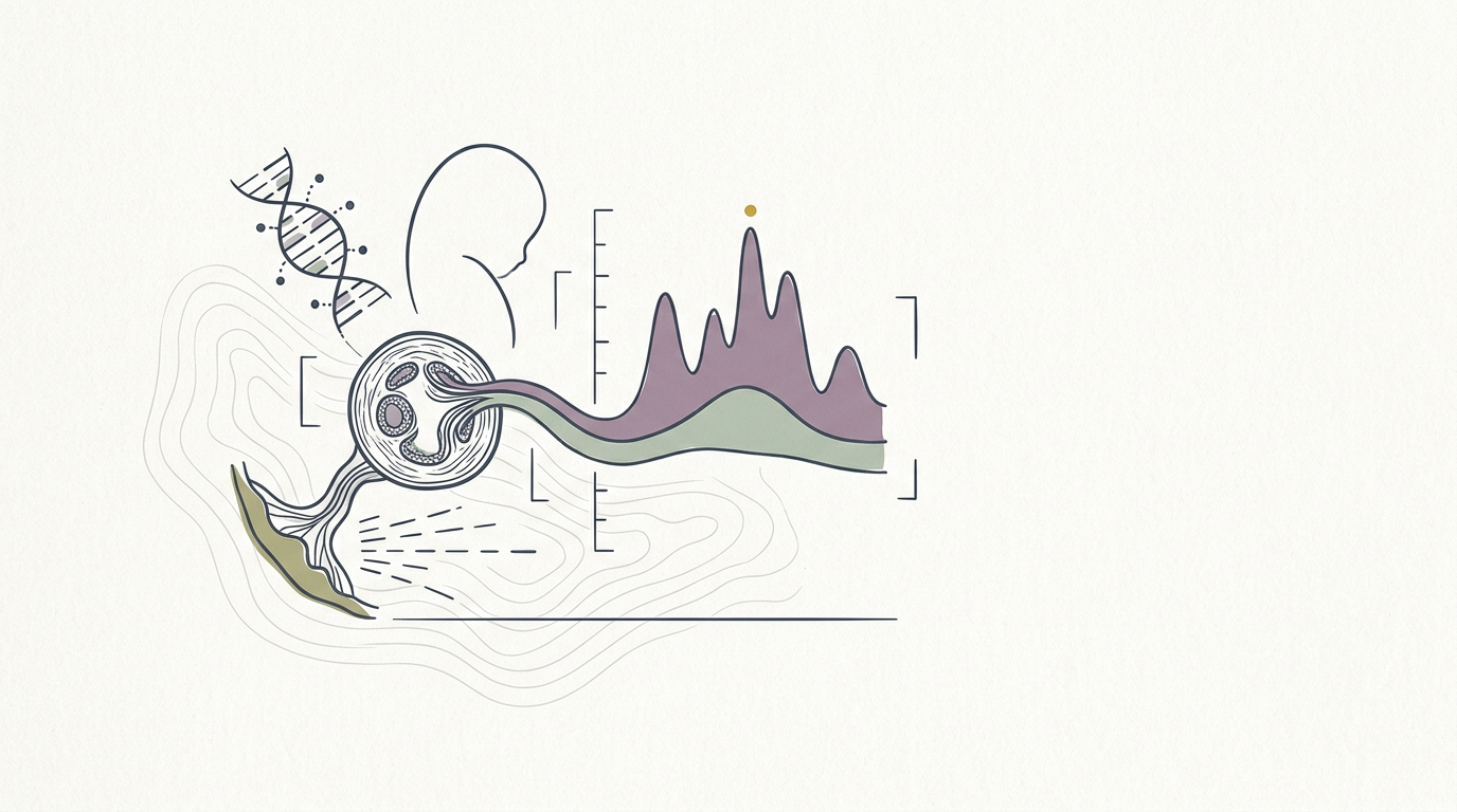 Abstract cream-and-slate line illustration on Kokorology paper, drawn for Ukrainian children show stress biomarkers from conflict exposure in utero