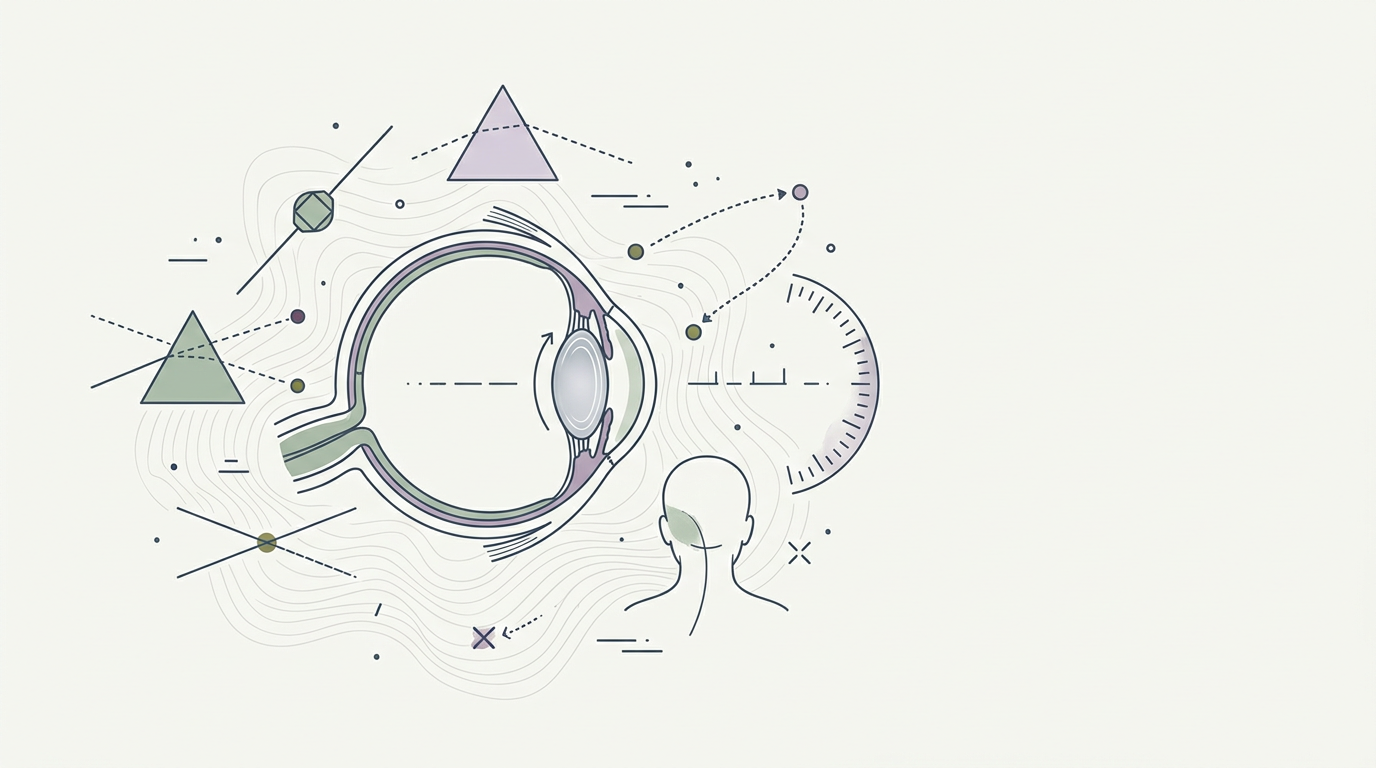 Abstract cream-and-slate line illustration on Kokorology paper, drawn for Vision Therapy Works for Concussion-Related Eye Issues