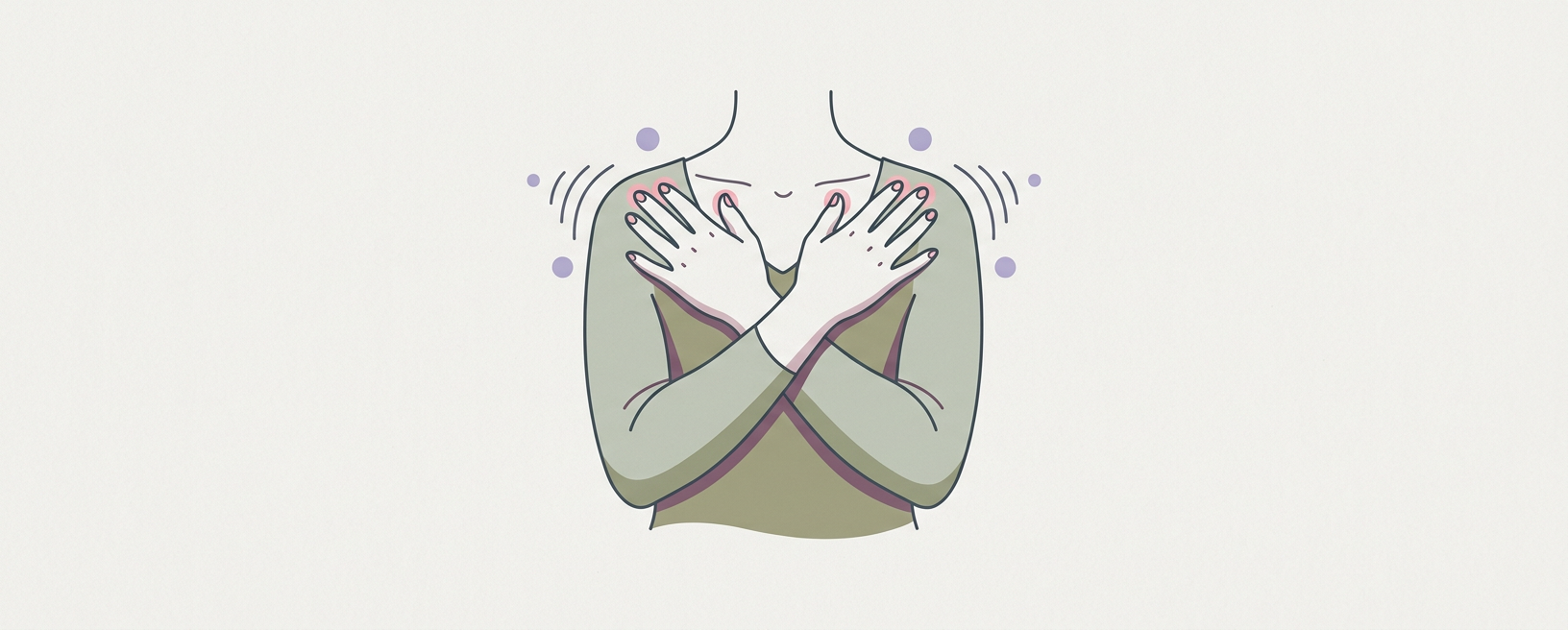 Abstract cream-and-slate line illustration on Kokorology paper, drawn for Bilateral Tapping for Self-Regulation