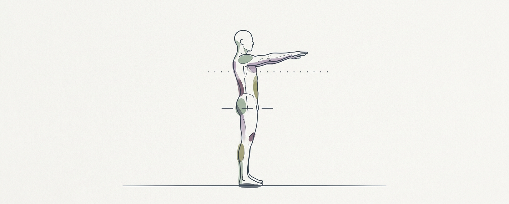 Abstract cream-and-slate line illustration on Kokorology paper, drawn for Hardstyle Kettlebell Swing for Posterior Power