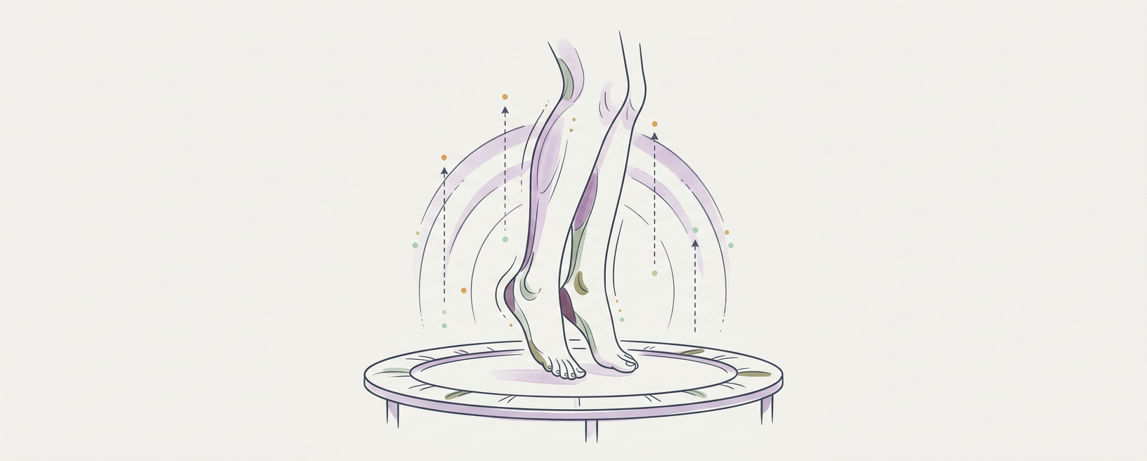 Abstract cream-and-slate line illustration on Kokorology paper, drawn for Mini-Trampoline Sequence for Lymphatic Flow