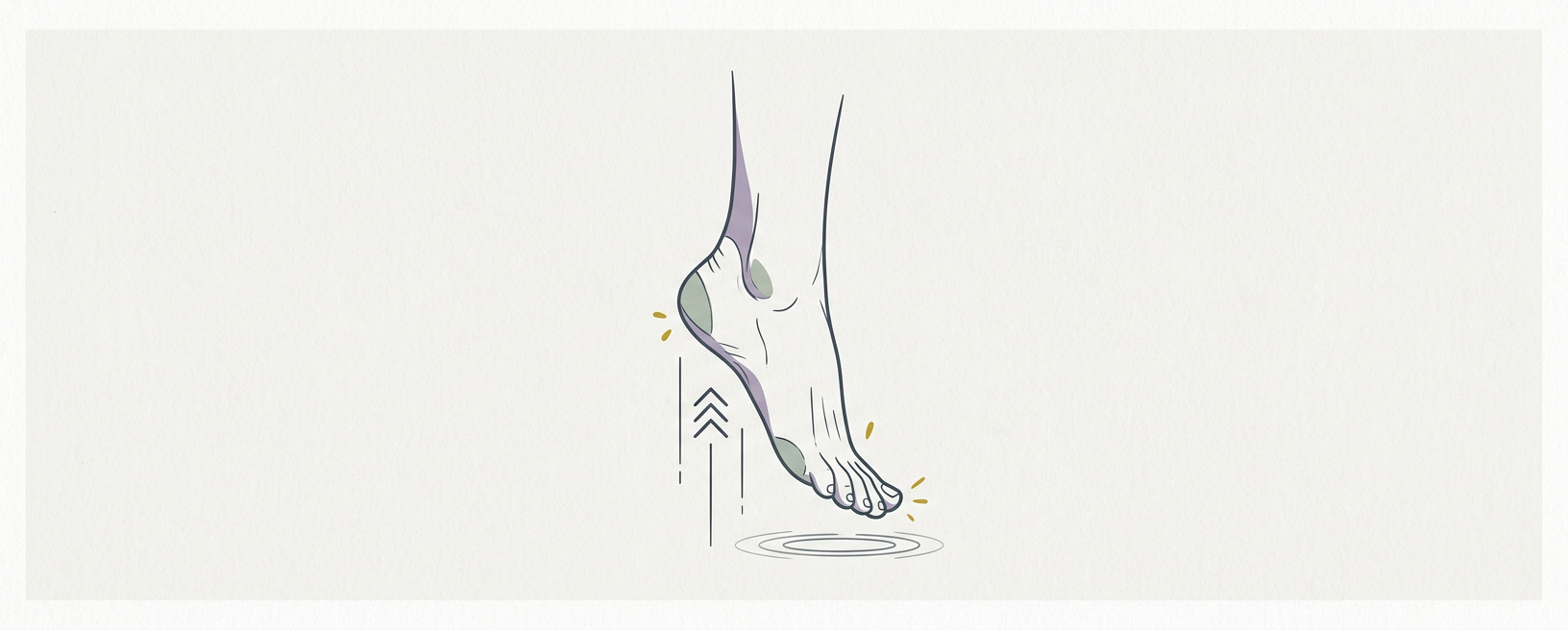 Abstract cream-and-slate line illustration on Kokorology paper, drawn for Pogo Hops for Ankle Stiffness and Rebound Power