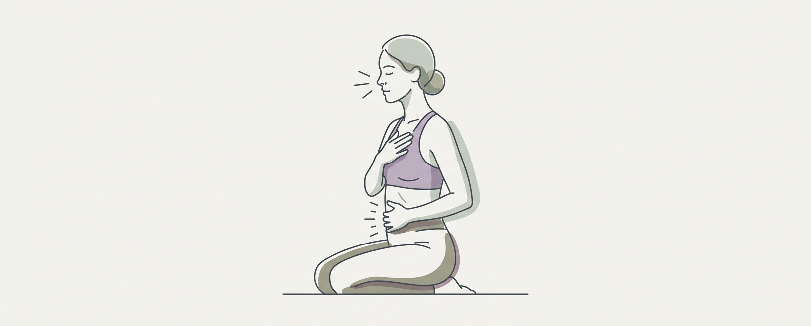 Abstract cream-and-slate line illustration on Kokorology paper, drawn for Post-Exercise Nasal Breathing for Parasympathetic Activation