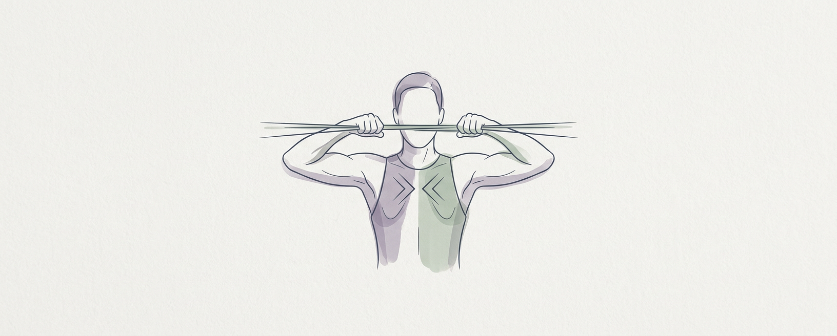 Abstract cream-and-slate line illustration on Kokorology paper, drawn for Resistance Band Face Pull for Scapular Stability