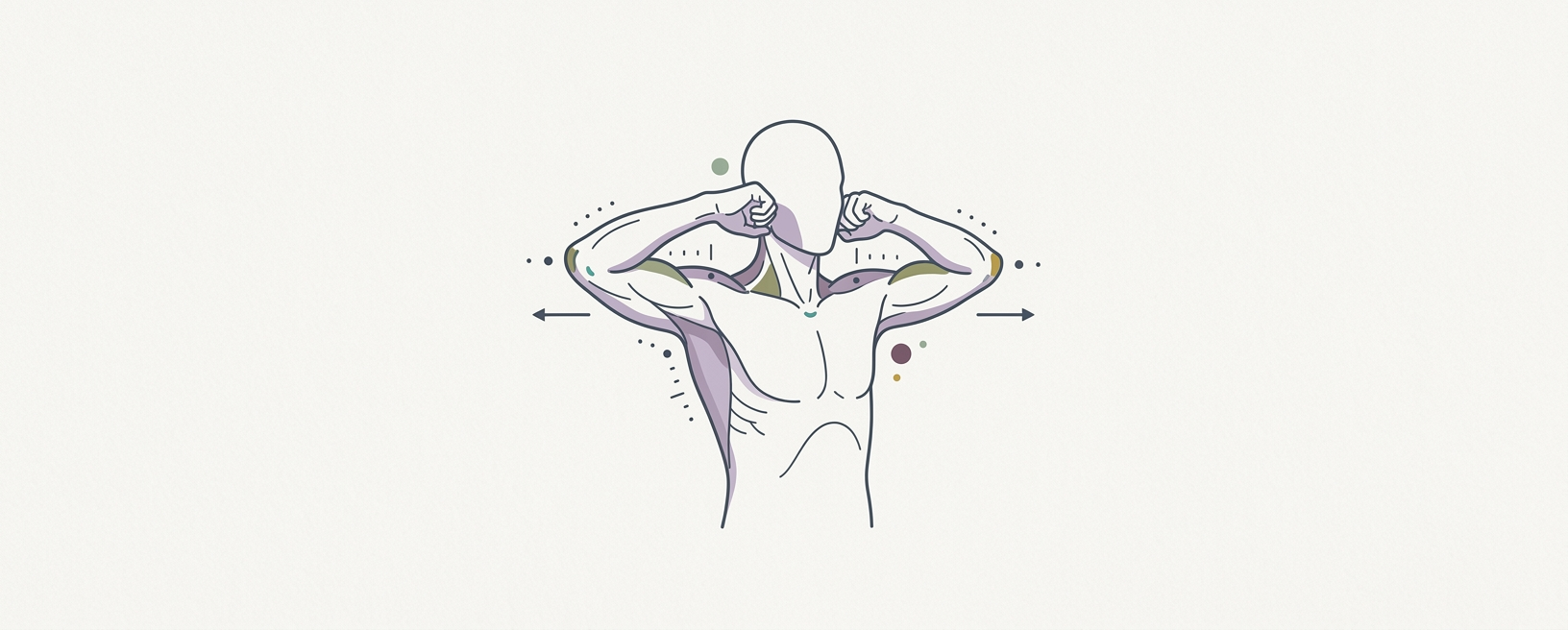 Abstract cream-and-slate line illustration on Kokorology paper, drawn for Resistance Band Face Pull for Upper Back Integration
