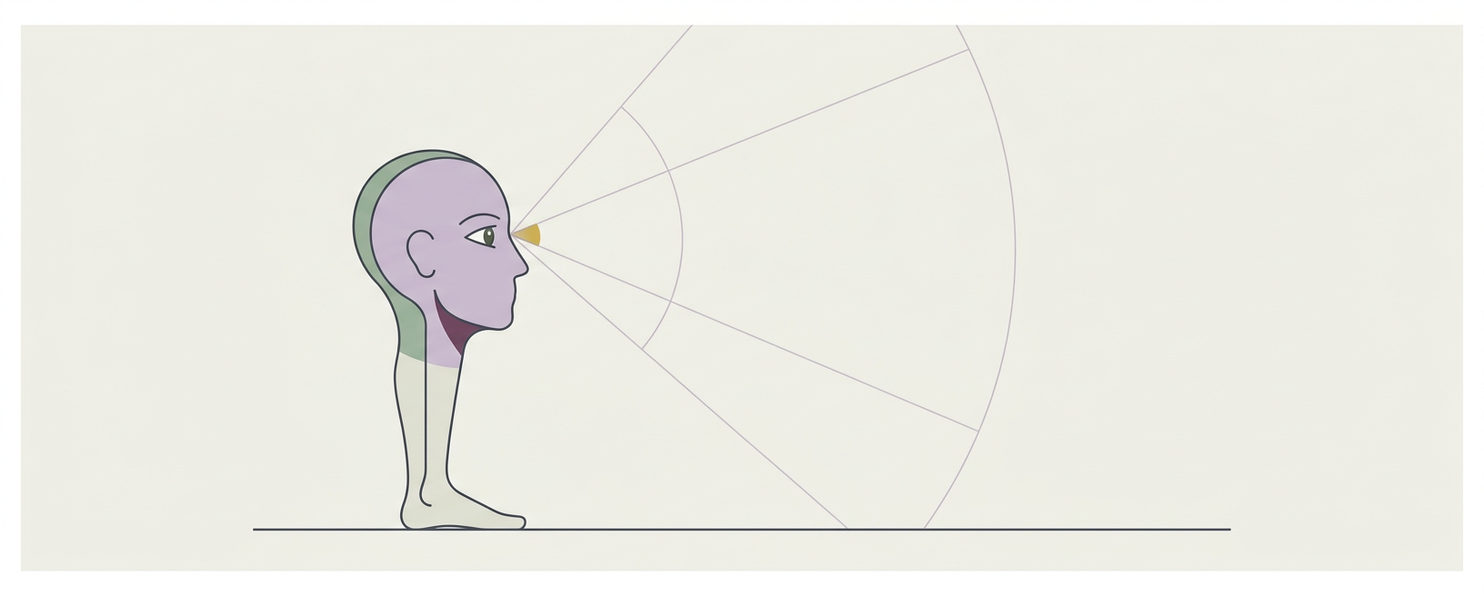 Abstract cream-and-slate line illustration on Kokorology paper, drawn for Somatic Orienting