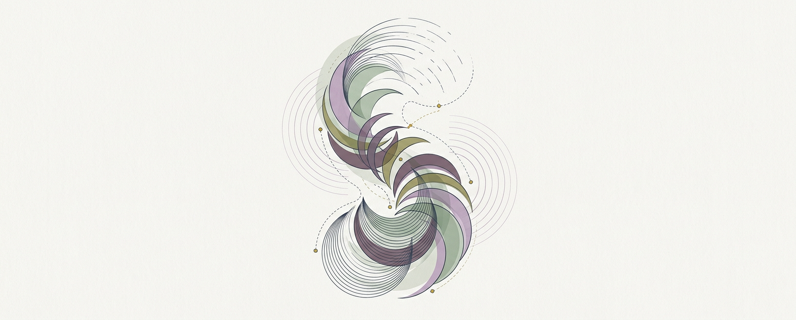Abstract cream-and-slate line illustration on Kokorology paper, drawn for Spinal Arch and Curl for Fluidity