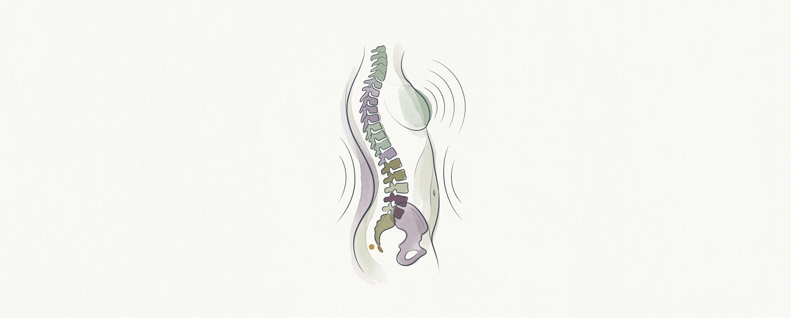 Abstract cream-and-slate line illustration on Kokorology paper, drawn for Spinal Cord Breathing (Dragon Spine)