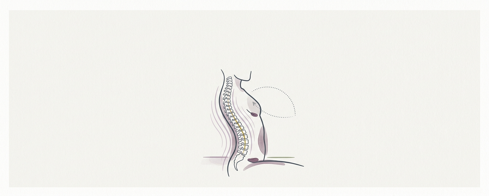 Abstract cream-and-slate line illustration on Kokorology paper, drawn for Spinal Cord Breathing for Nervous System Resilience