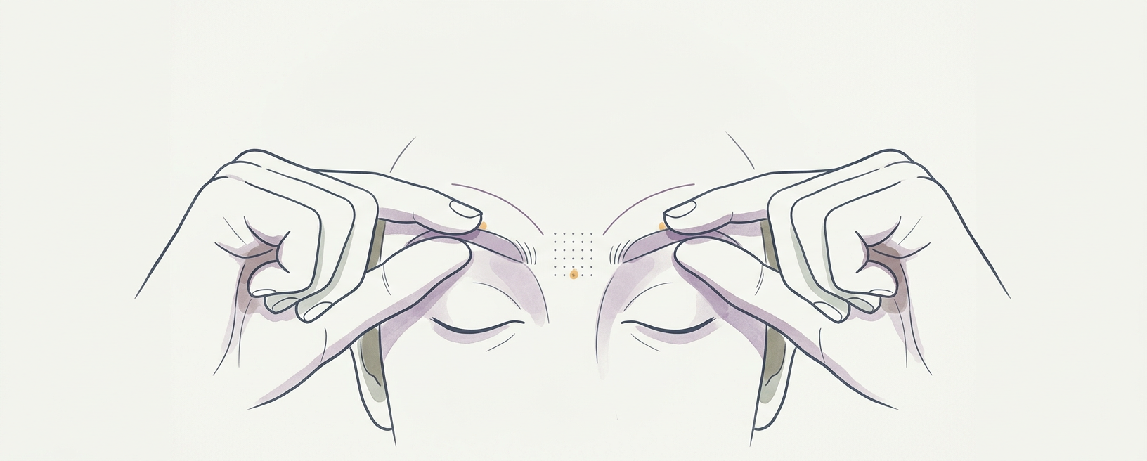 Abstract cream-and-slate line illustration on Kokorology paper, drawn for Supra-Orbital Release