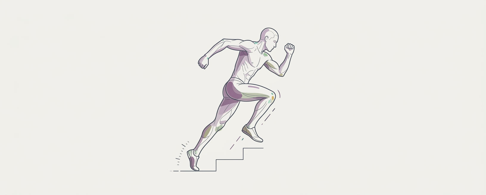 Abstract cream-and-slate line illustration on Kokorology paper, drawn for VILPA stair sprint for metabolic clarity