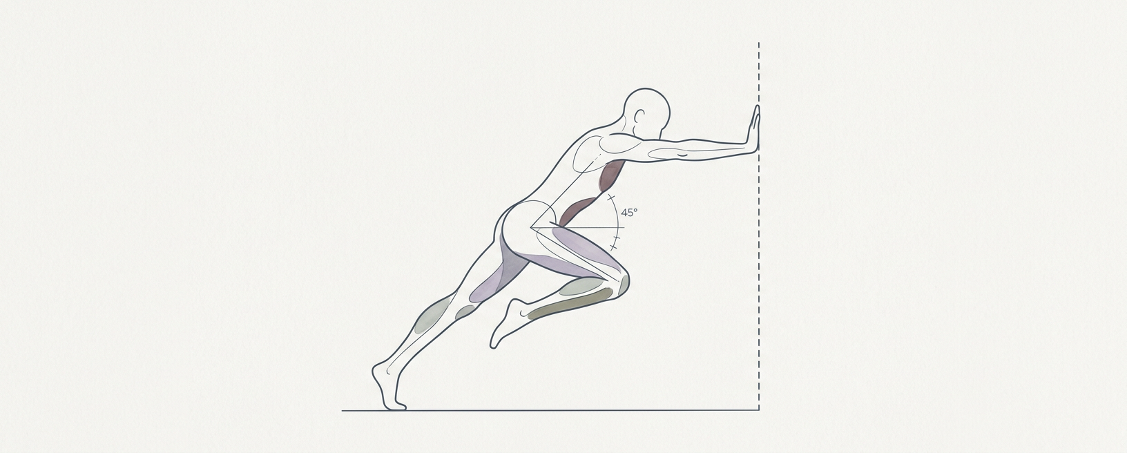 Abstract cream-and-slate line illustration on Kokorology paper, drawn for Wall Drill for Acceleration Mechanics
