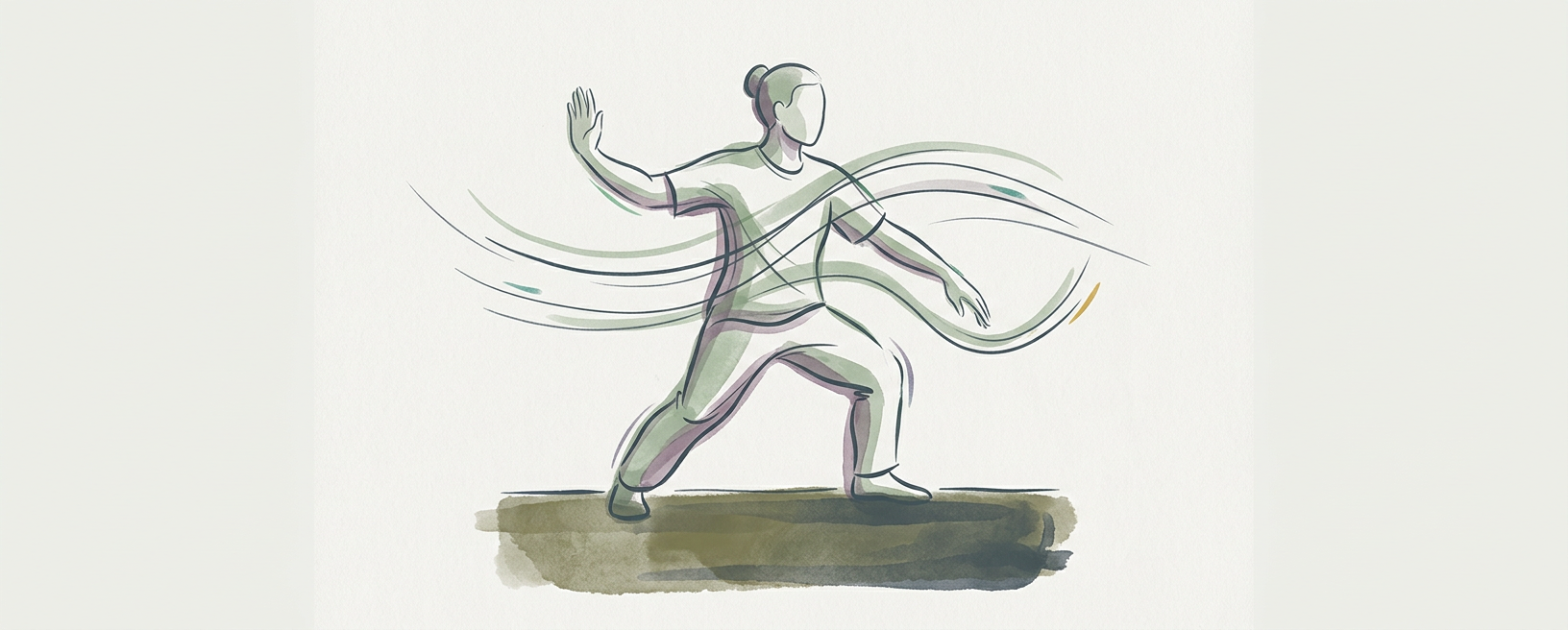 Abstract cream-and-slate line illustration on Kokorology paper, drawn for Wave Hands Like Clouds for Dynamic Grounding