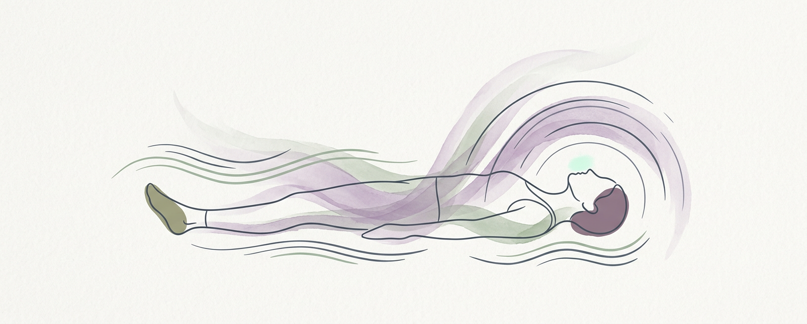 Abstract cream-and-slate line illustration on Kokorology paper, drawn for Cool the System During Perimenopause Hot Flush