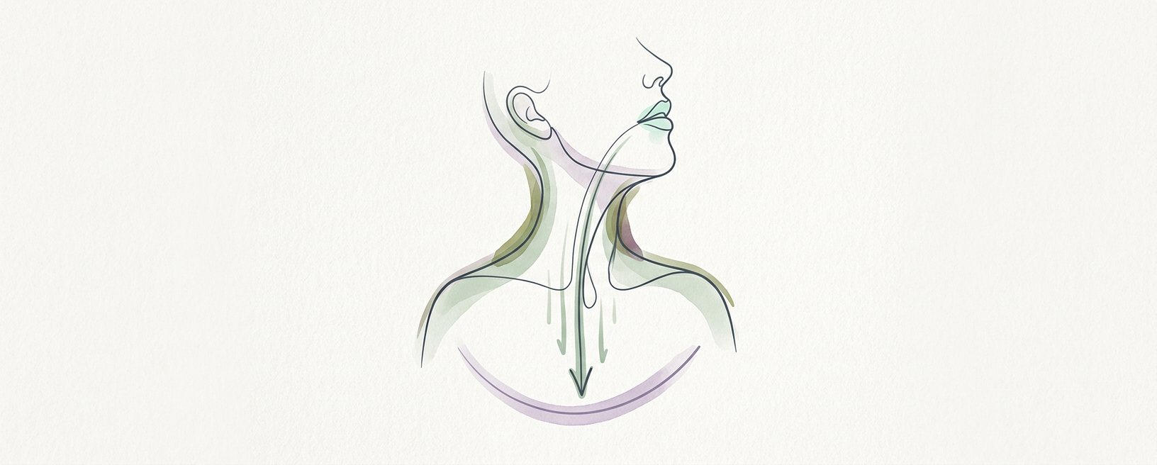 Abstract cream-and-slate line illustration on Kokorology paper, drawn for Cooling the Internal Static of Perimenopause