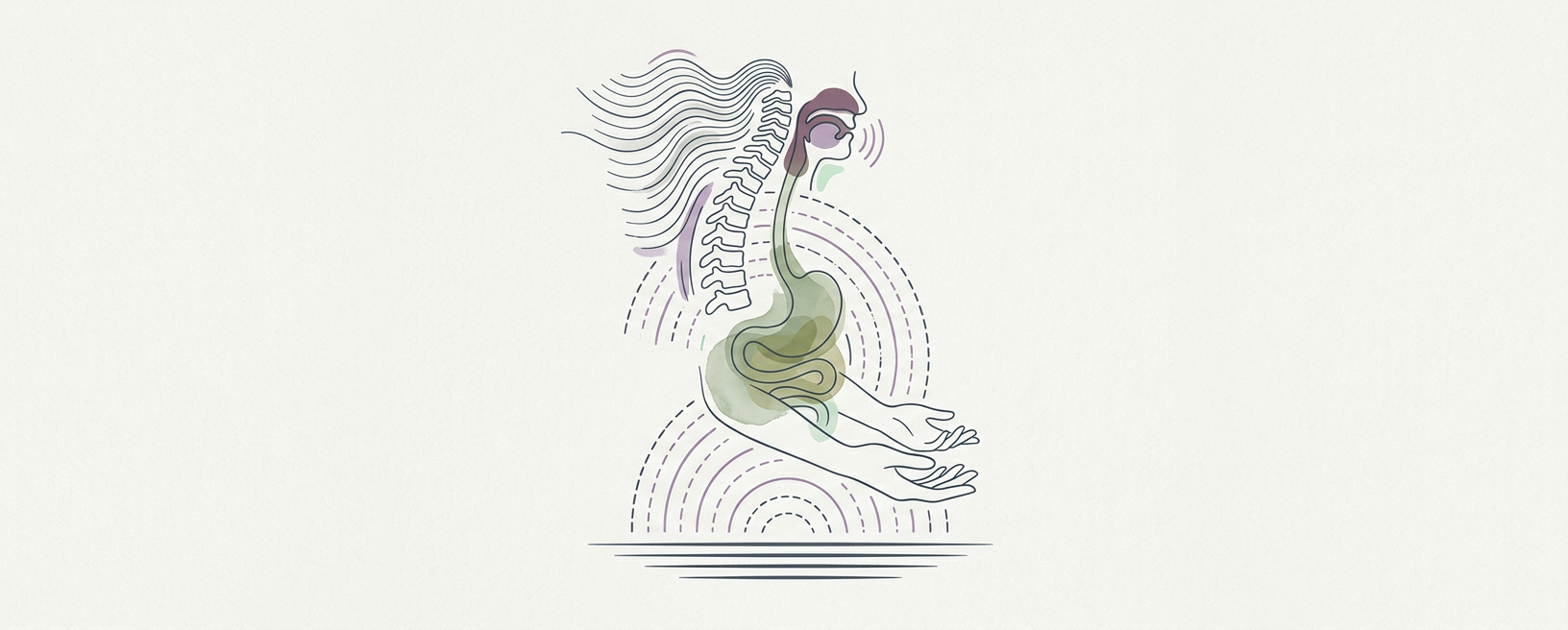 Abstract cream-and-slate line illustration on Kokorology paper, drawn for Downshift the System When Wired and Tired