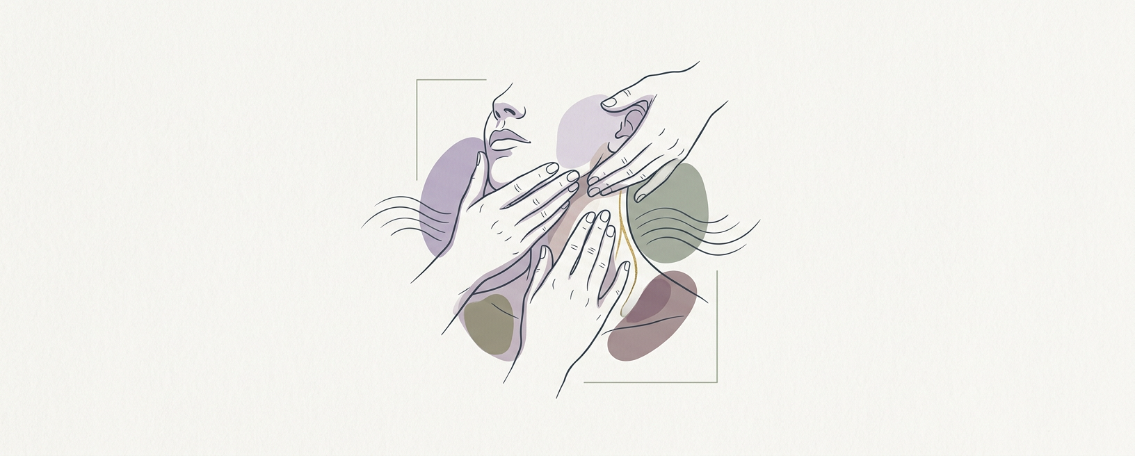 Abstract cream-and-slate line illustration on Kokorology paper, drawn for Mitigate GLP-1 Nausea Waves
