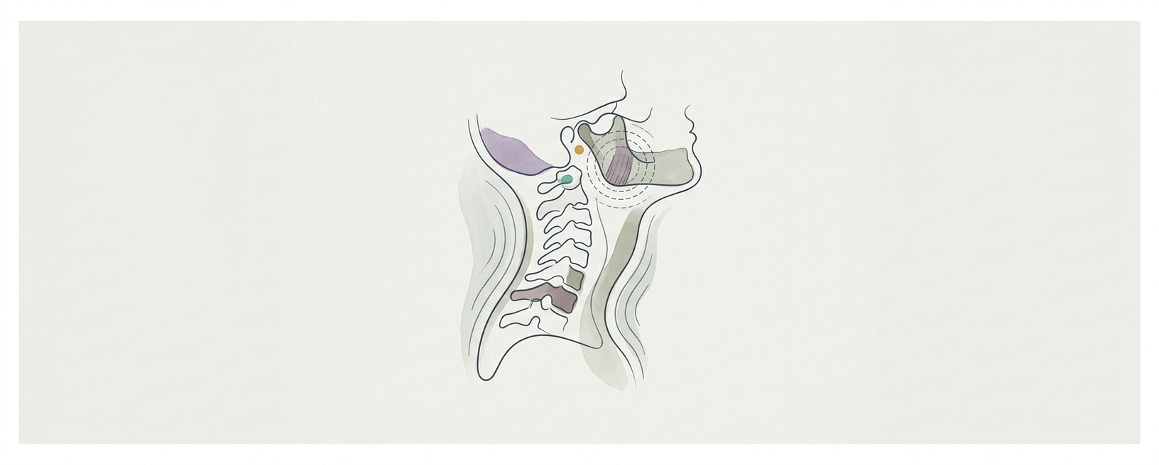 Abstract cream-and-slate line illustration on Kokorology paper, drawn for Morning Body Current for Cognitive Focus