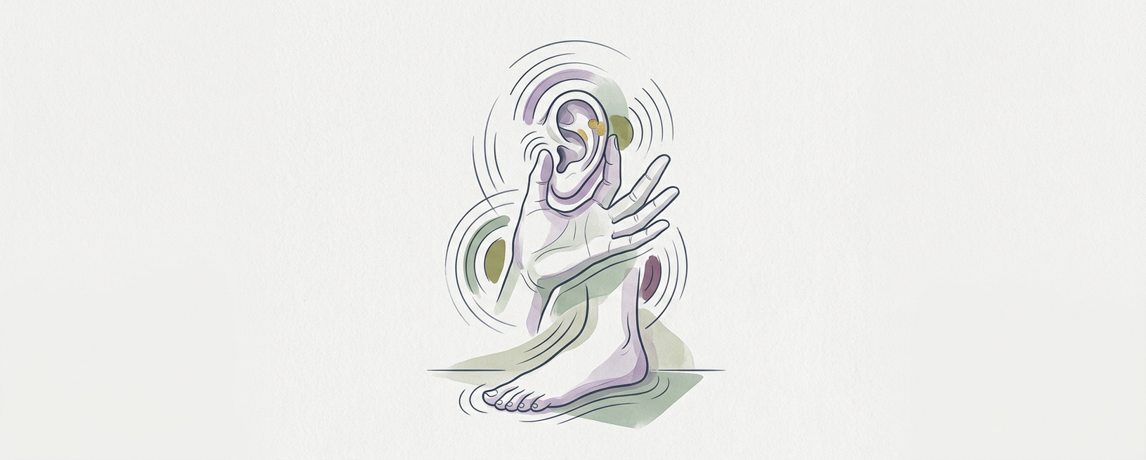 Abstract cream-and-slate line illustration on Kokorology paper, drawn for Regulate Circadian Rhythm After Travel Shift