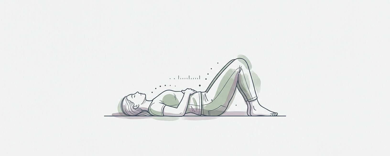 Abstract cream-and-slate line illustration on Kokorology paper, drawn for Regulate Post-Workout Static and Restore Baseline
