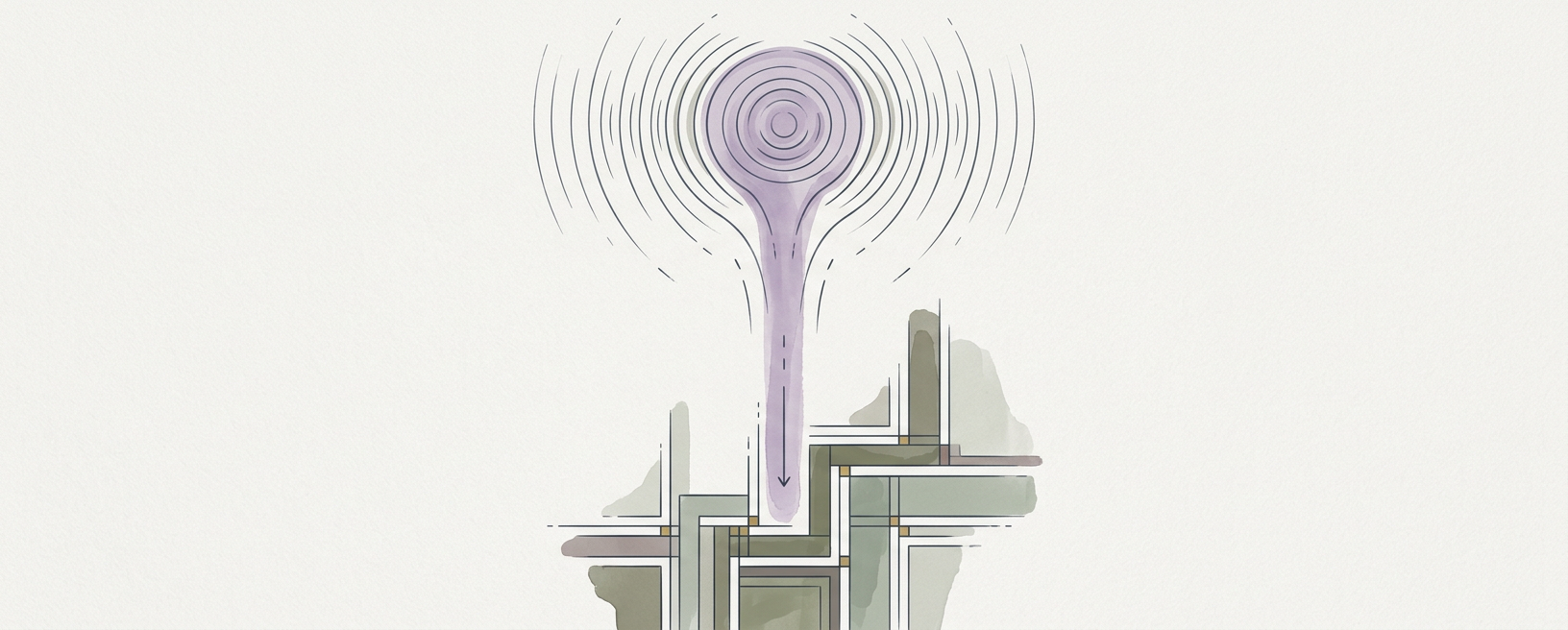 Abstract cream-and-slate line illustration on Kokorology paper, drawn for Restore Capacity During Training Blocks