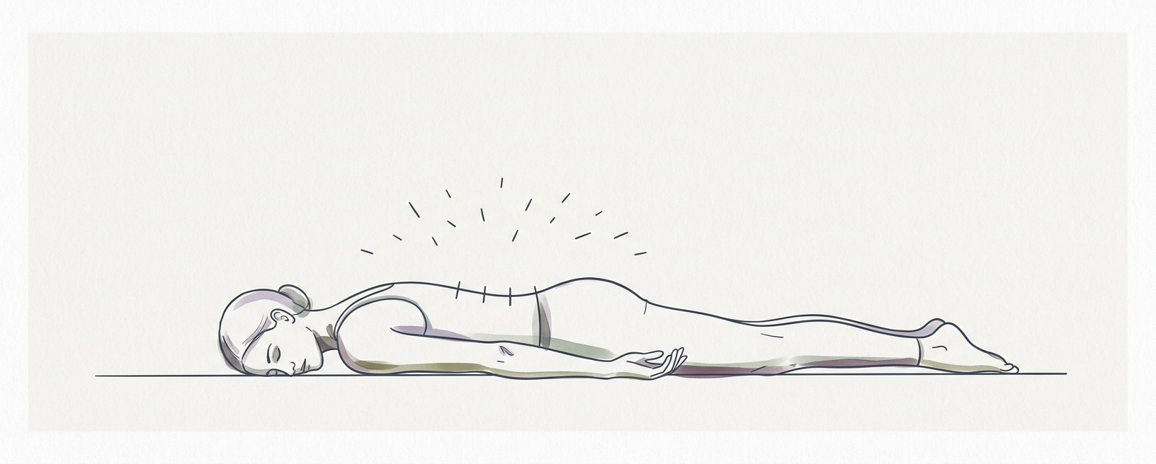 Abstract cream-and-slate line illustration on Kokorology paper, drawn for Restore Coherence After Peak Exertion