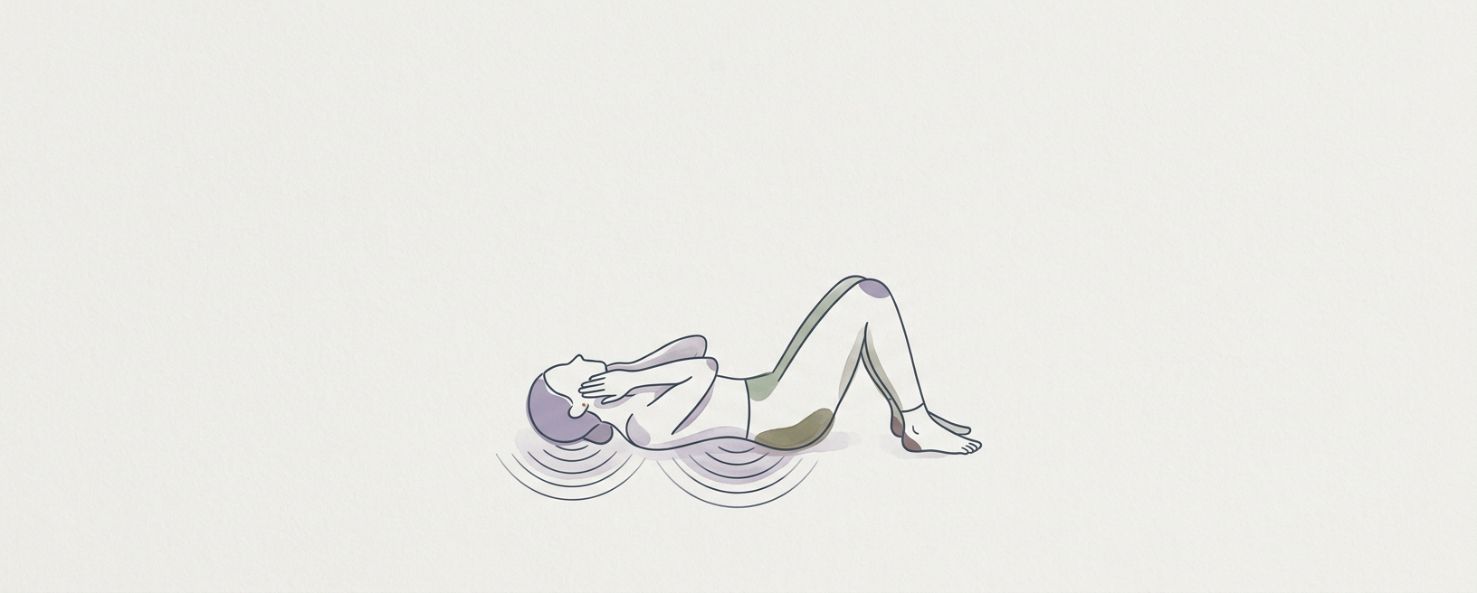 Abstract cream-and-slate line illustration on Kokorology paper, drawn for Restore Physiologic Baseline After Peak Exertion