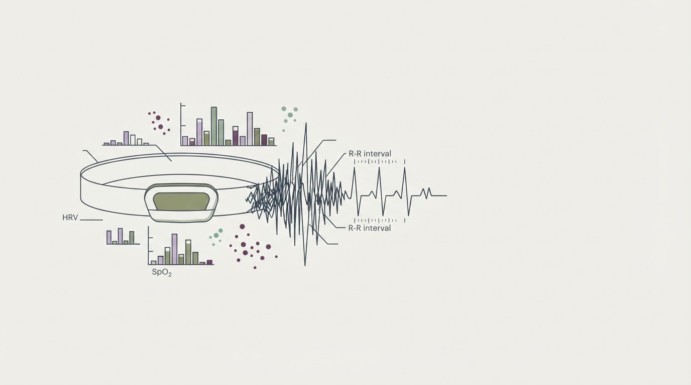 Abstract cream-and-slate line illustration on Kokorology paper, drawn for Why a Bogg Bag is a legitimate HRV intervention