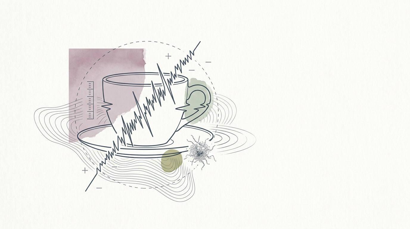 Abstract cream-and-slate line illustration on Kokorology paper, drawn for When amyloid buildup starts to look like a seizure
