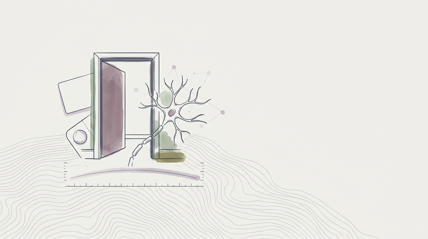 Abstract cream-and-slate line illustration on Kokorology paper, drawn for The mortality risk the clinic mistakes for depression